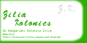 zilia kolonics business card